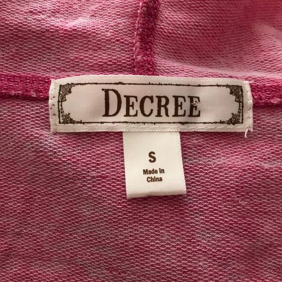 Decree Pink lightweight Hoodie Embellished T-Shirt size Small - Picture 5 of 5
